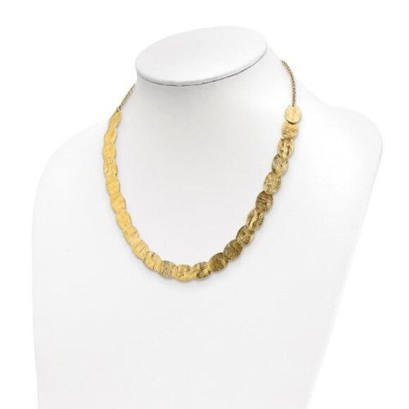 Leslie's Sterling Silver Gold-tone Textured with 1.5in ext. Necklace - Picture 6 of 6